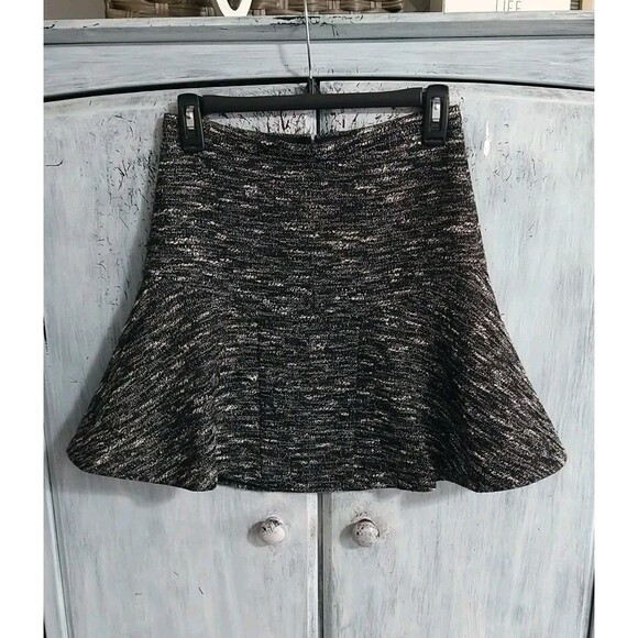J. Crew Wool Flared Mini Skirt Size 00 Black & White - Picture 1 of 7
